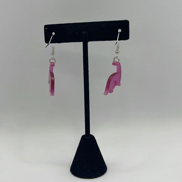 Super cute pink dinosaur fashion earrings NEW - Picture 7 of 8